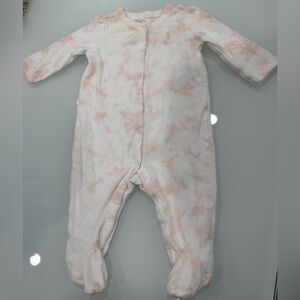 Ralph Lauren polo pink white cotton baby girl footie onesie 3m